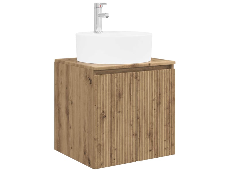 Vanité de lavabo mural, meuble de rangement chêne artisanal 49.5x44.5x65 cm shl390 - Conforama A