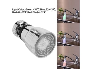 Led bec robinet pivotant degrés, sonde température sortie évier cuisine salle bain