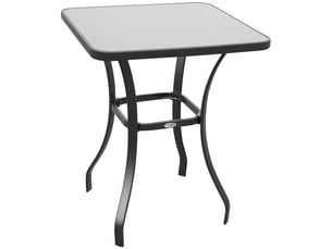 Table basse moderne avec plateau en verre trempé, table de jardin extérieure avec structure en métal, 68,5 x 68,5 x 84 cm, grise