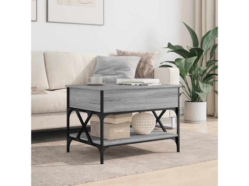  Table basse - table de salon - table à thé sonoma gris 70x50x50 cm bois d'ingénierie et métal  - Conforama C