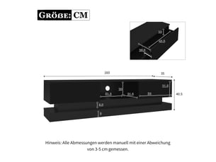 Meuble tv coloris noir 160 cm <strong>MEULVA</strong> <strong></strong>