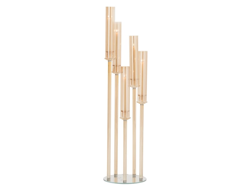  Chandelier 5 tiges en cristal wendy 120cm doré  - Conforama B