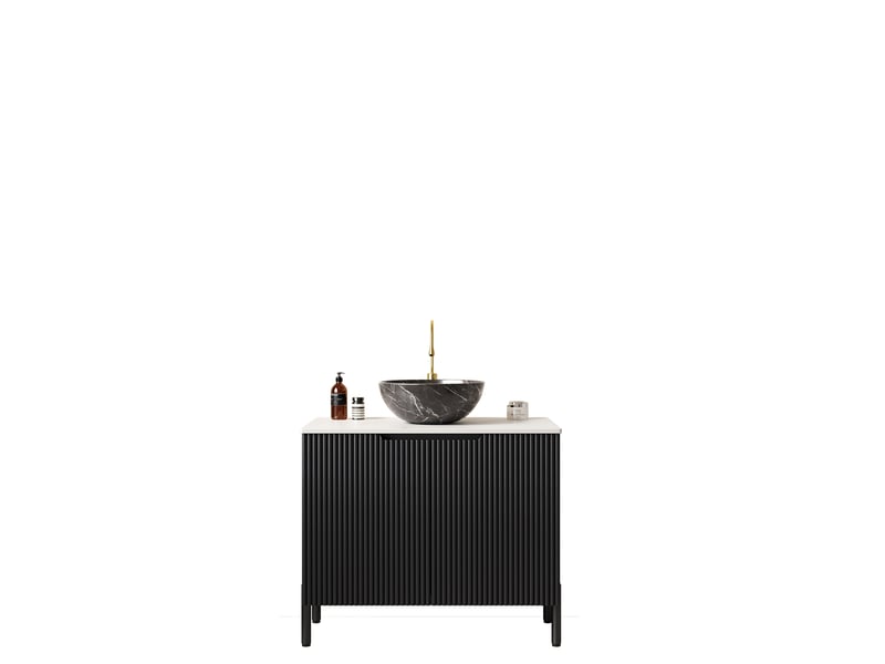  Meuble vasque 76x48x89 cm deux portes mdf noir  - Conforama C