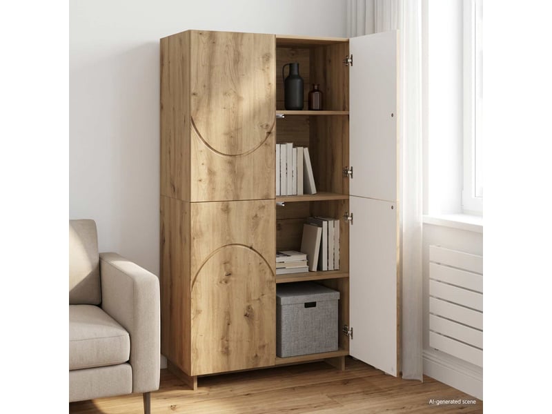  Buffet haut, buffet de rangement chêne artisanal 79x41x151 cm bois d'ingénierie  - Conforama B