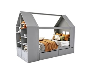 Lit cabane 90x200 cm REDOM   coloris gris