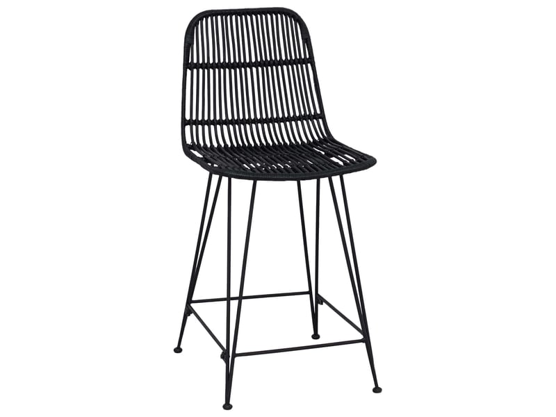  Lot de 2 tabouret de bar, chaise de bar noir 44x54x96 cm rattan et acier  - Conforama D