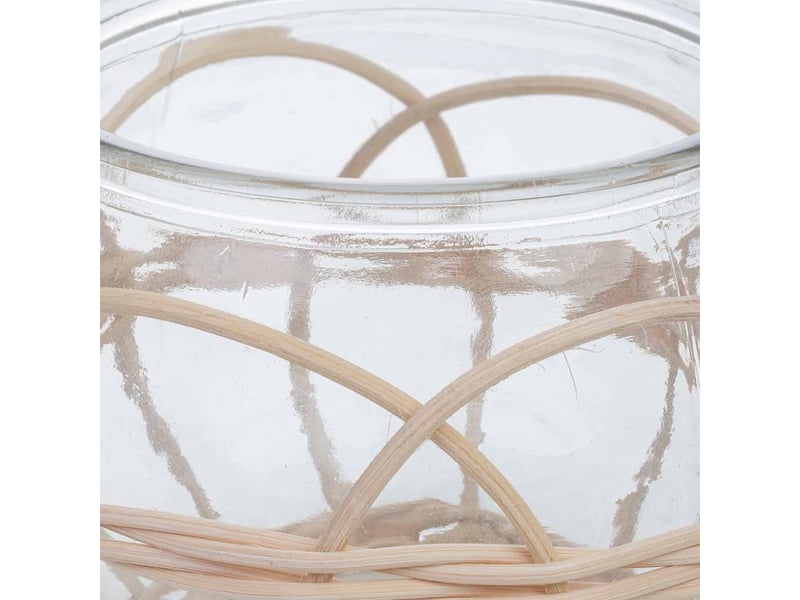  Bougeoir en verre doublé de rotin beige d10 x 8,6 h cm  - Conforama D