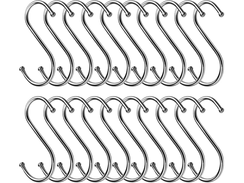  Lot de 20 crochets en s en acier inoxydable, de suspension robustes pour cuisine et salle de bain, rangement multifonction anti-corrosion, gris  - Conforama A