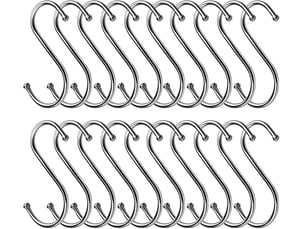 Lot de 20 crochets en s en acier inoxydable, de suspension robustes pour cuisine et salle de bain, rangement multifonction anti-corrosion, gris