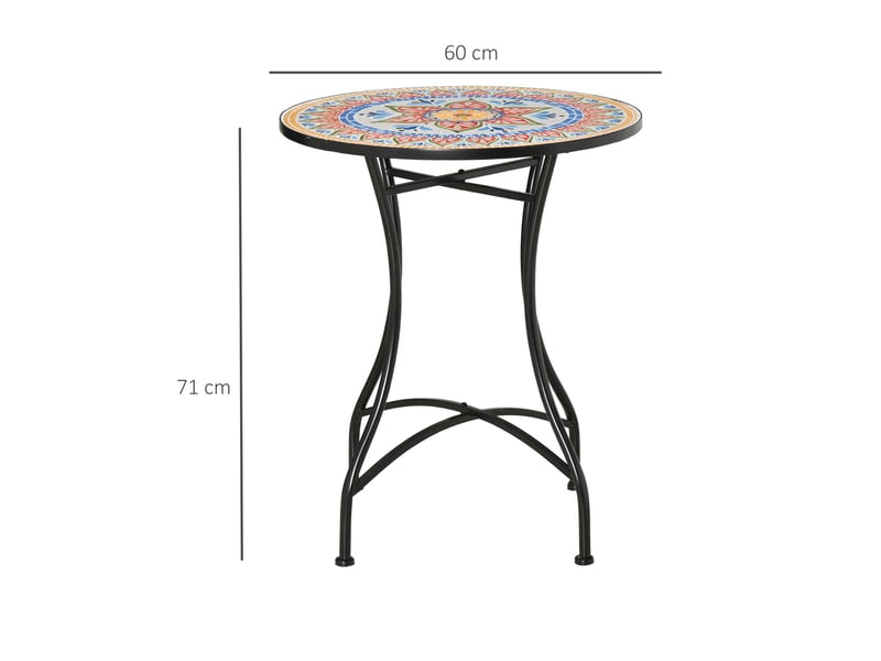 Table de jardin mosaïque ronde métal 60 cm cravdom - Conforama D