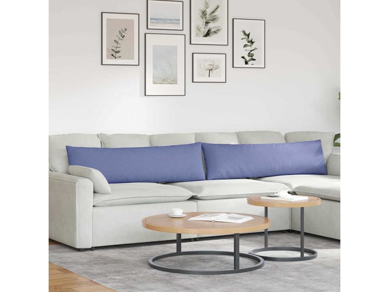  Lot de 2 coussins de canapé, coussins décoratifs tissu bleu denim 145 x 40 cm cf58784  - Conforama B