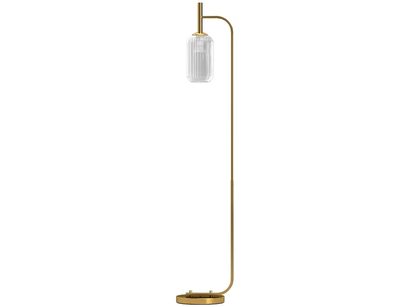  Lampadaire sur pied salon lampe sur pied avec abat-jour en verre texturé interrupteur à pied 29 x 25 x 152 cm métal or  - Conforama A