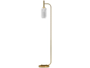 Lampadaire sur pied salon lampe sur pied avec abat-jour en verre texturé interrupteur à pied 29 x 25 x 152 cm métal or