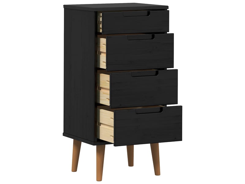  Commode chambre adulte, armoire à tiroirs molde noir 40x35x82 cm bois de pin massif  - Conforama D