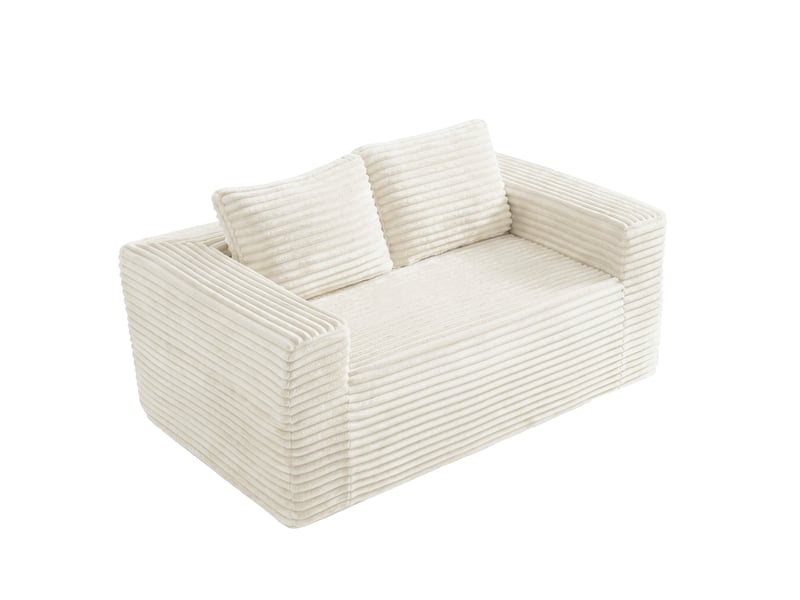  Canapé droit 2 places beige en velours côtelé sans montage  - Conforama E