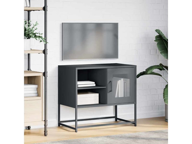  Meuble tv - banc tv - meuble de rangement anthracite 68x39x60,5 cm acier  - Conforama D