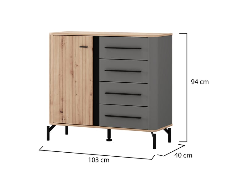  Buffet carmel, armoire 2 étagères, 103x40x94h cm marron chêne nœuds Carmel - Conforama E