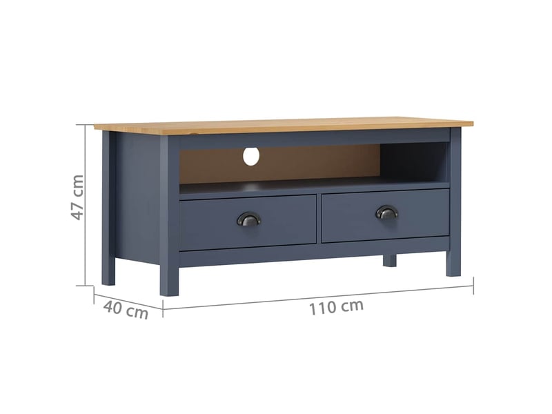  Meuble tv - banc tv - meuble de rangement hill range gris 110x40x47 cm bois de pin solide  - Conforama D