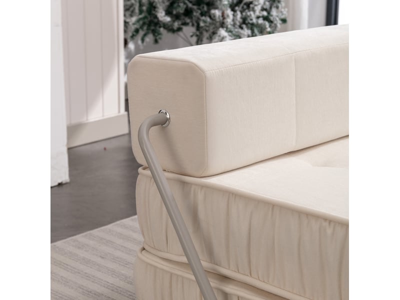  Fauteuil convertible 1 place blanc en tissu, modulable pour salon, bureau ou chambre d'amis, petits espaces  - Conforama D