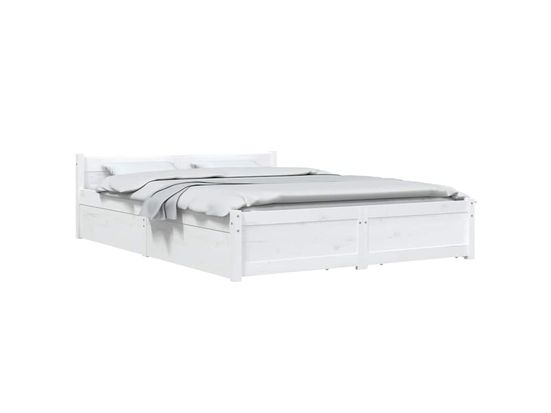 Lit double- lit adulte - cadre de lit sans matelas avec tiroirs blanc - Conforama B