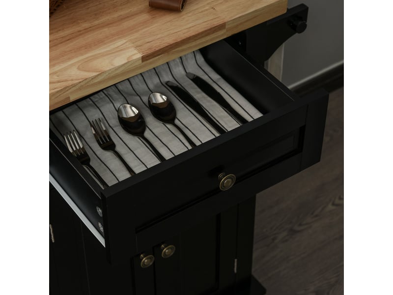  Desserte ilôt de cuisine multi rangements 2 tiroirs 2 placard 2 portes avec range-bouteille étagère  - Conforama R