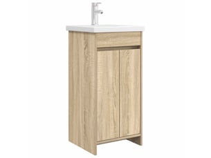 Meuble salle de bain avec évier, meuble de rangement chêne sonoma shl5309