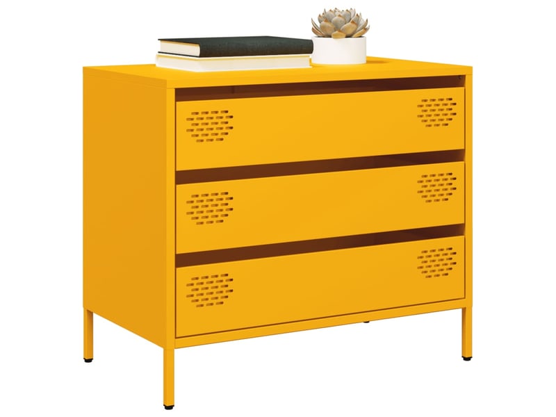  Buffet - bahut - meuble de rangement jaune moutarde 68x39x58,5 cm acier laminé à froid  - Conforama B