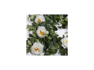 Guirlande d'eucalyptus avec camélias, 2m, fausse fleur artificielle, décoration de vigne rose en soie, fausse feuille suspendue
