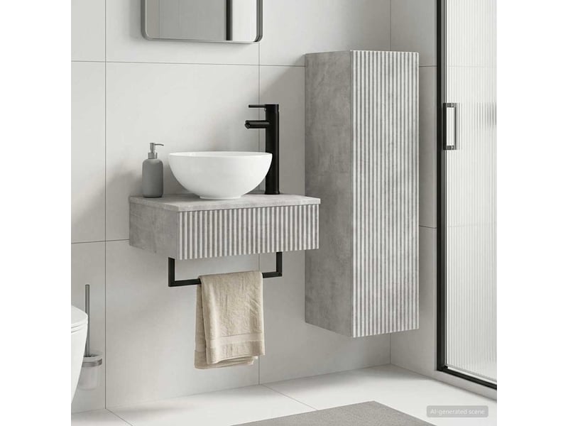  Ensemble de mobilier de salle de bain 2 pcs gris béton shl9210  - Conforama B