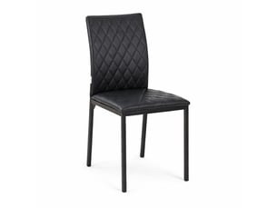 Lot de 4 chaises salle à manger noires, assise rembourrée, pieds acier, design contemporain moderne