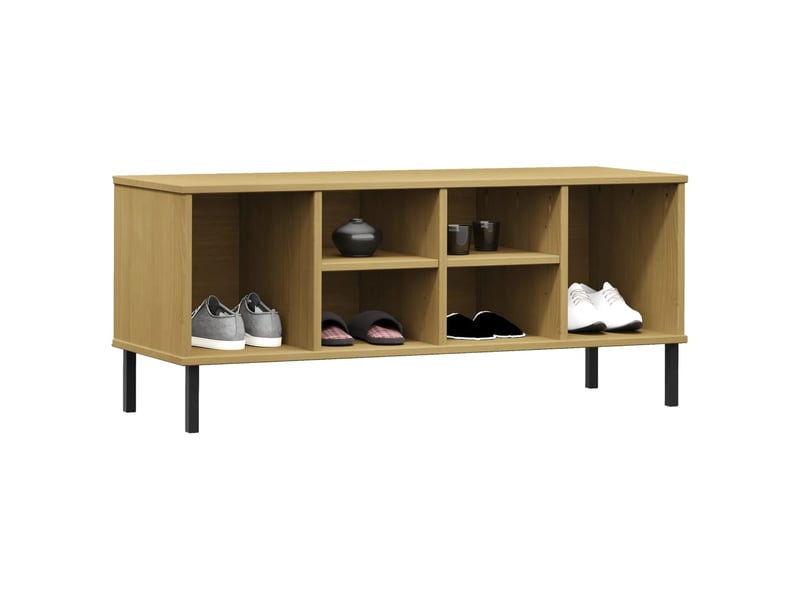  Meuble à chaussures, étagère à chaussures pieds en métal brun 106x35x45 cm bois oslo  - Conforama C