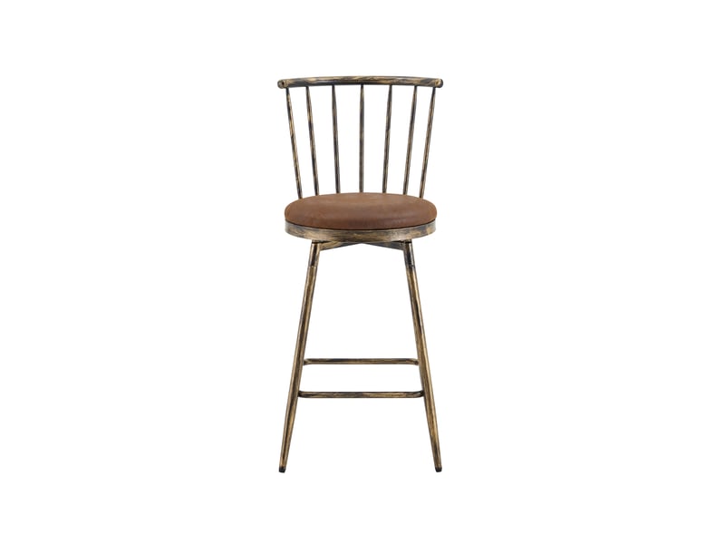  Tabouret de bar en similicuir marron, structure en métal W3658P421609 - Conforama A