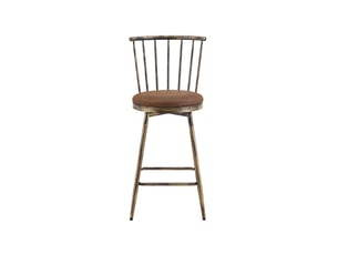 Tabouret de bar en similicuir marron, structure en métal