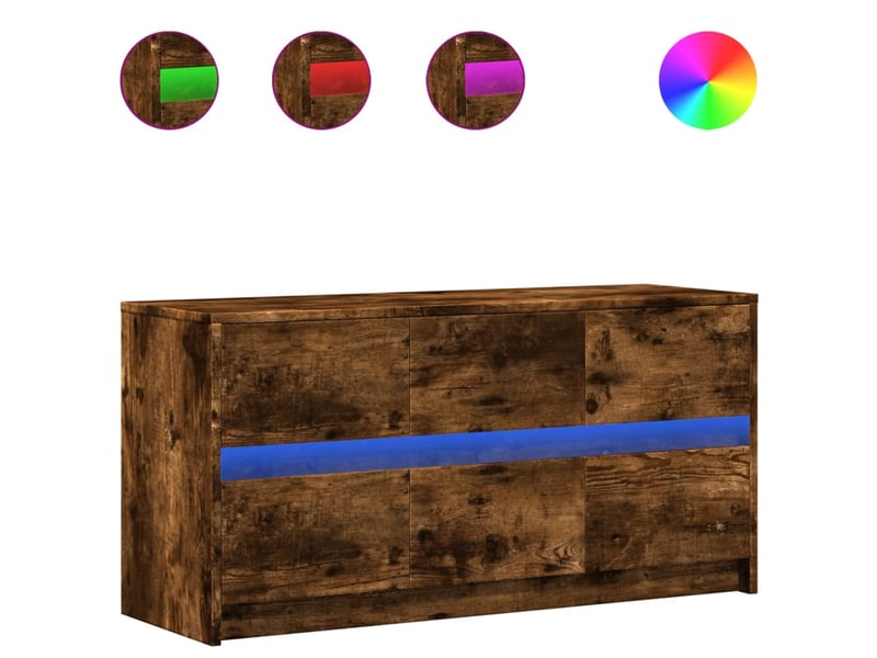  Meuble tv - banc tv - meuble de rangement avec led chêne fumé 100x34x50 cm bois d'ingénierie  - Conforama A