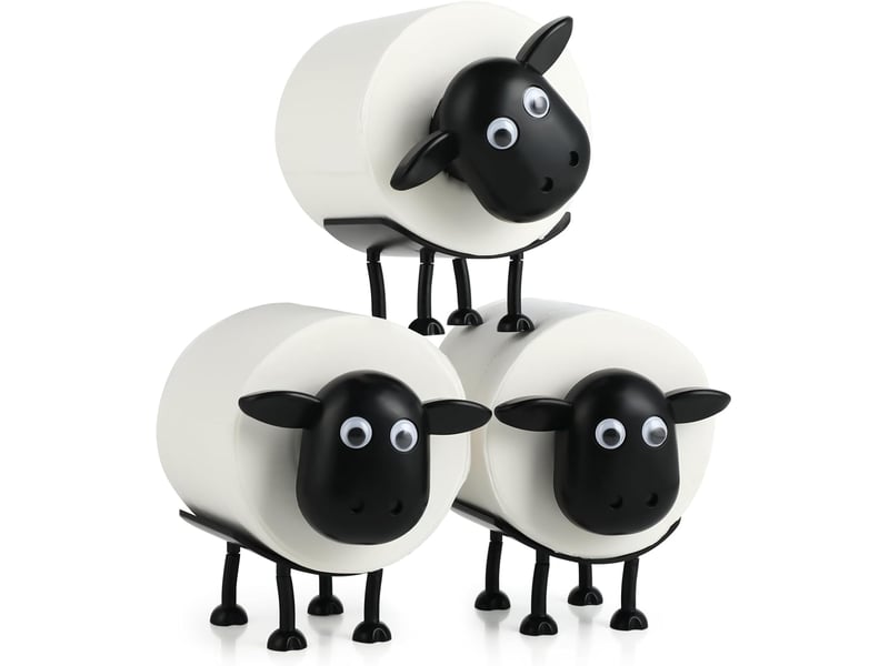  Lot de 3 porte-papier toilette mouton – porte-rouleaux de toilette en plastique 16 x 10 x 9 cm, empilable, rouleaux 38-42 mm (noir)  - Conforama D