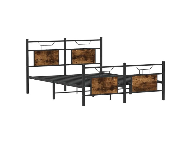  Lit double- lit adulte -  cadre de lit sans matelas chêne fumé 140x190 cm bois ingénierie  - Conforama D