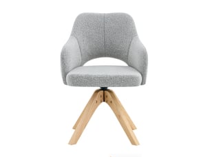 Lot de 2 chaises pivotantes chic rétro, tissu gris clair texturé, pieds bois massif, rotation 360° - salle à manger