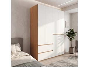 Armoire 6 porte(s) battante  5 tiroir(s) <strong>BGSRYAO</strong> <strong></strong> coloris blanc largeur 180 cm