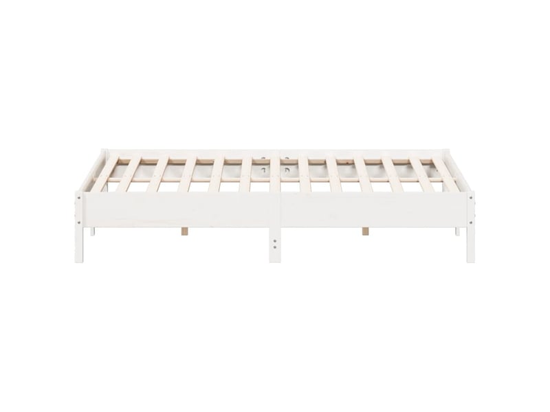 Lit double- lit adulte -  cadre de lit sans matelas blanc 180x200 cm bois massif de pin  - Conforama D