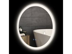 Miroir rond lumineux led de salle de bain ø 60 cm mural avec éclairage 3 couleurs interrupteur tactile 29 w gris