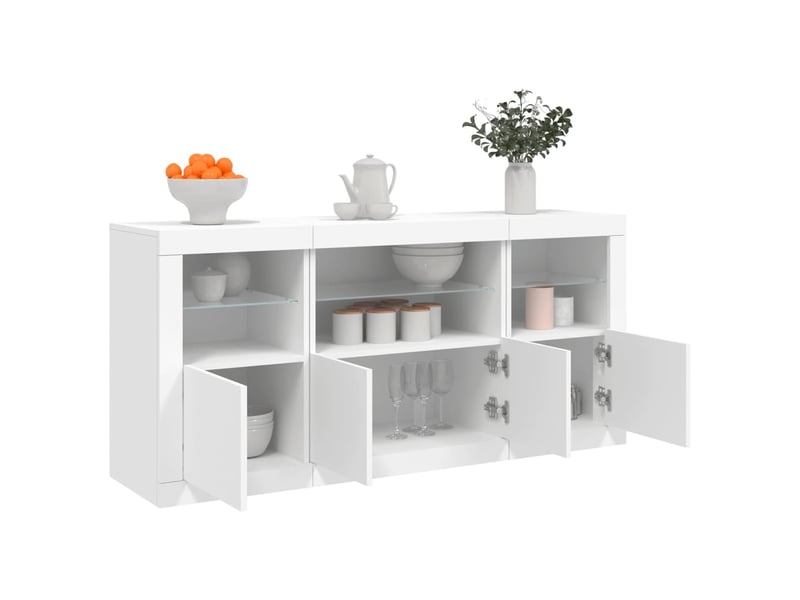 Buffet - bahut - meuble de rangement avec lumières led blanc 142,5x37x67 cm - Conforama D