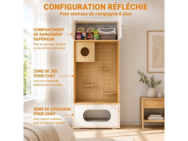  Armoire penderie avec  180x50x200 cm blanc et aspect bois  - Conforama R