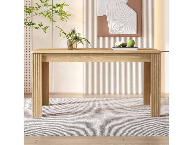  Table à manger rectangulaire, aspect naturel, grain de bois décoratif, 116×65×75cm  - Conforama D