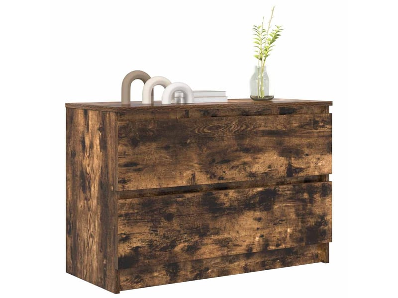 Meuble tv - banc tv - meuble de rangement chêne fumé 80x35x54 cm bois d'ingénierie  - Conforama D