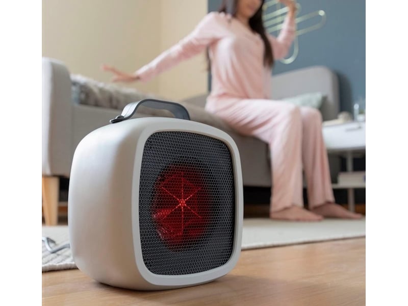 Chauffage soufflant électrique portable, chauffage de bureau portable, protection contre la surchauffe, format cube, pour la maison, table, 500 w, multicolore - Conforama E