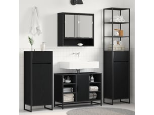 Cabinet de salle de bain, meuble de rangement chêne noir 40x30x100 cm
