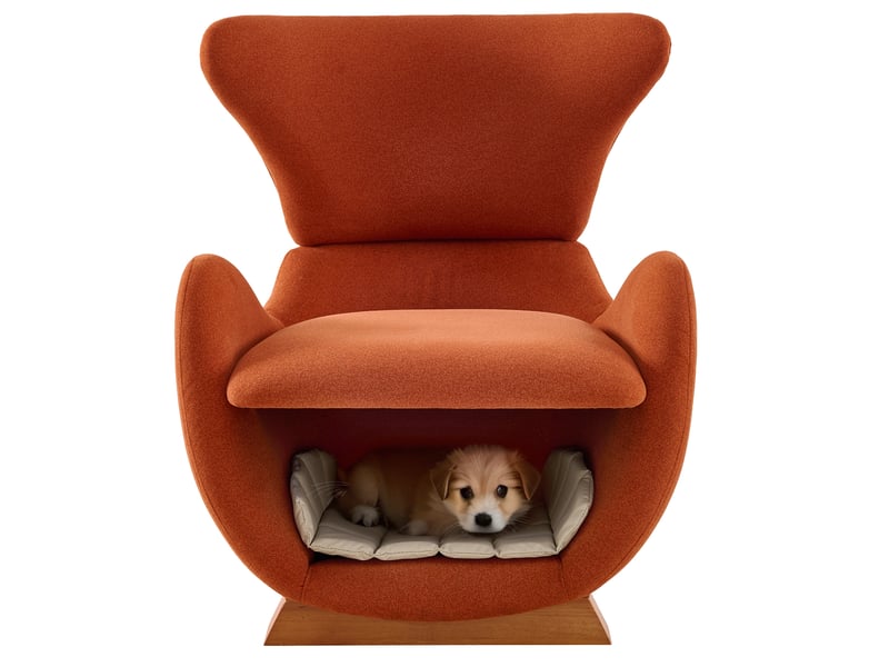 Fauteuil lounge design rouge brique avec niche intégrée - Conforama A