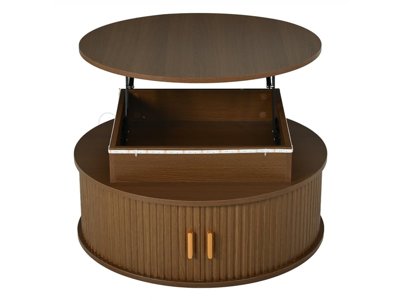  Table basse relevable ronde 75 x 75 cm en mdf couleur noyer  - Conforama A