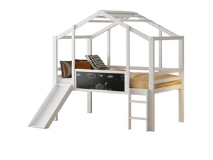 Lit mezzanine 90x200 cm <strong>MERAX</strong>  <strong>lit enfant blanc</strong> coloris blanc