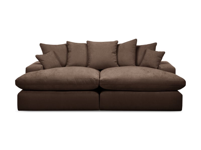 Bobochic canapé 3 places causeuse avec assise profonde nevada tissu lisse marron NEVADA - Conforama A
